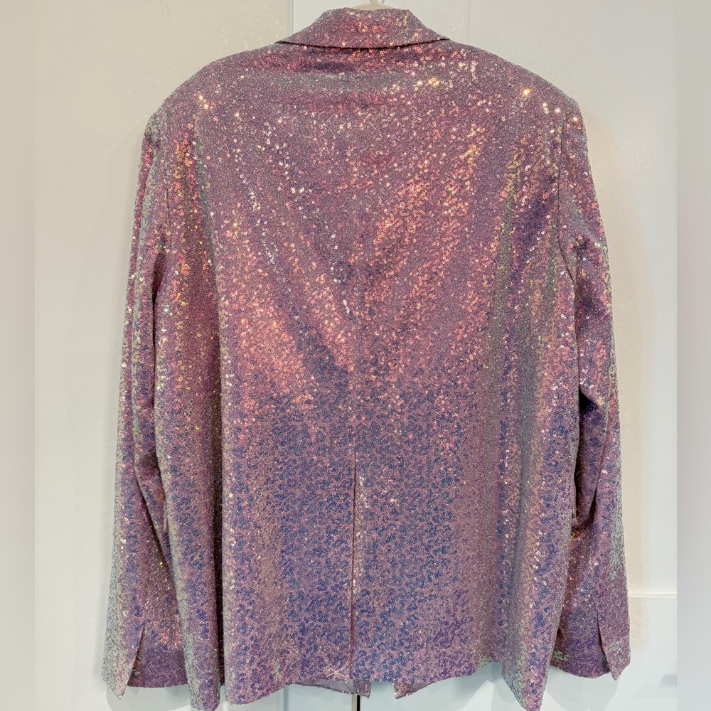 Rotate Birger Christensen Sequin Oversized Blazer in Sachet Pink NWT's Sz US 14 - Picture 13 of 15